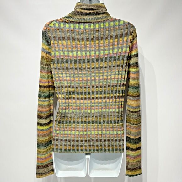 Moth Anthropologie Striped Fawcett Wool Blend Turtleneck Sweater Women’s Size M - Picture 2 of 9